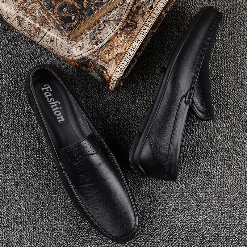 Fashion Brand Outdoor Driving Shoes Genuine Leather Men Casual Business Shoes Classic Soft Leather Dress Loafers Antiskid Walking Shoe