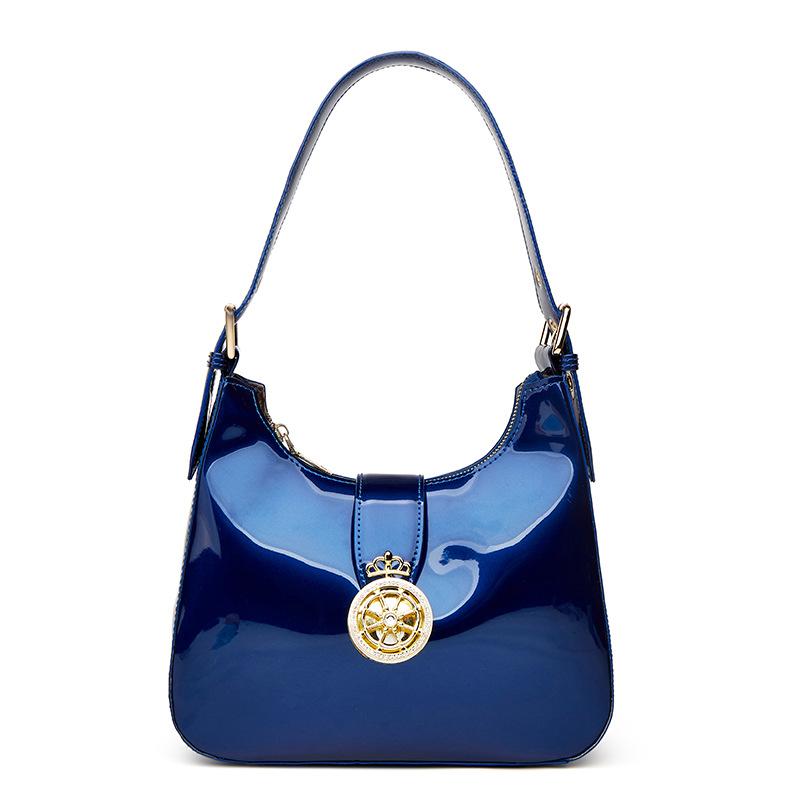 Stylish Patent Leather Women's Handbag Shiny Leather Underarm Handbag Single Shoulder Women's Wrist Bag