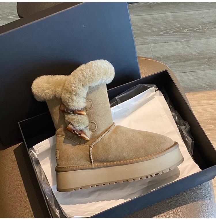 

Spot snow boots 2025 new women s winter velvet thickened thick sole heightening warm Northeast cotton boots fashion cotton shoes 40