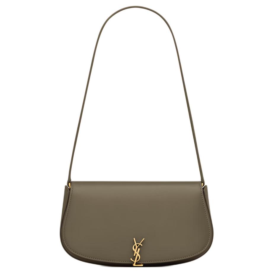 Saint Laurent YSL Front Logo Magnetic Closure Leather Tote Shoulder Bag Women Bags Deep-Musk 779642-0SX0W-3237