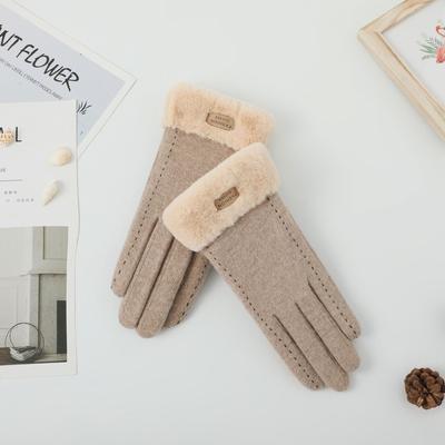 Cashmere Gloves for Women In Winter and Autumn Plus Velvet, Thickened and Warm Korean Style Cute Driving Touch Screen Cashmere Gloves for Women