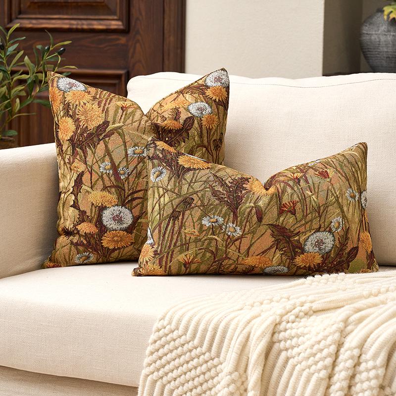 Soft Retro Floral Jacquard Cushion Cover - Without Pillow Insert
