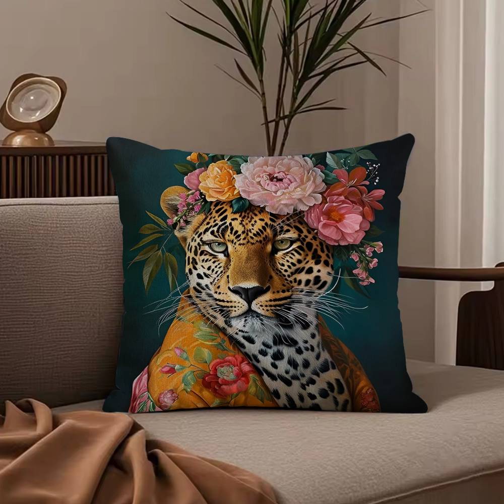 European Fashion Leopard Pillow Case Anti-dustmite Pillowcase Invisible zipper silky short plush Sofa cushion cover