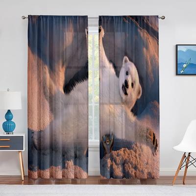 Simpatico Cucciolo di Orso Polare Antartide Nord Animale Tende Trasparenti per Soggiorno Camera da Letto Casa Cucina Decorazione Finestra Tenda Tulle Voile