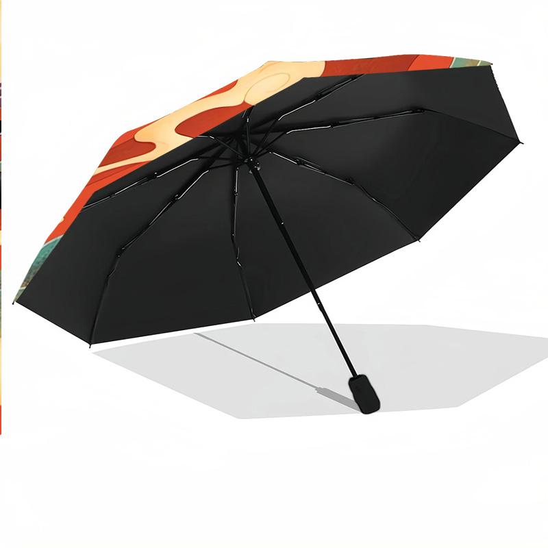 8‑Rib Automatic Umbrella, Kung Fu Panda Design Foldable Umbrella for Sun Rain Protection Travel