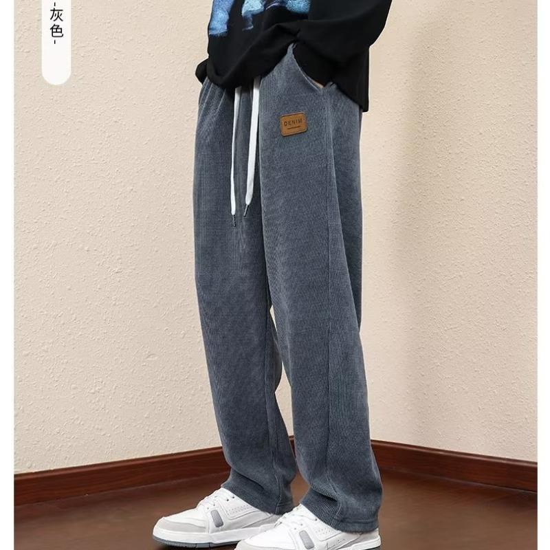 Брюки Мужские 2025 Осень Новые Широкие Штанины Свободные Спортивные Мальчиковые Универсальный Тренд Прямые Осенне-Зимние Повседневные Брюки M