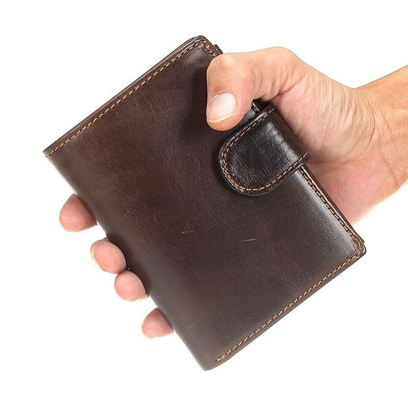 Portafoglio uomo Cera olio Pelle bovina Portafogli in vera pelle Portamonete Frizione Hasp Aperto Portafoglio corto retrò di alta qualità 13,5 cm