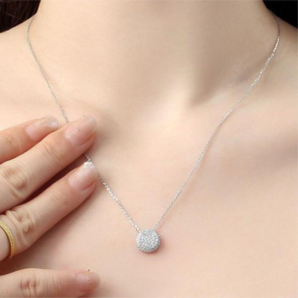 [Onoma] Onm Vitarito 92.5 Silver Platinum-Plated Women's Circle Cubic Necklace (31460735)