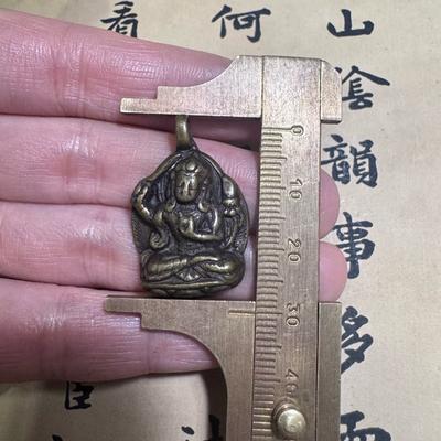Vintage Tibetan Style Brass Holder Manjushri Bracelet Pendant Ornament Buddhist Bead Clip Side Hanging Accessory