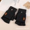 Gloves Winter Warm Fleece Knit Half Finger Flip Top Touchscreen Thick Riding Student Writing Wool Gloves