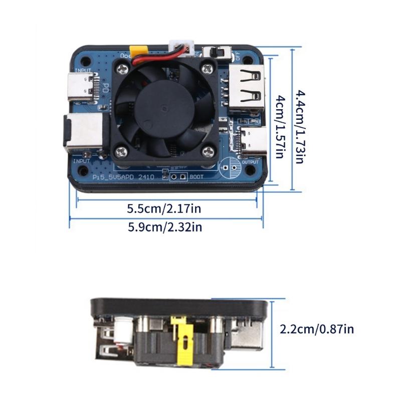 5V5A PD Leistungsmodul für RPi 5, PD Eingang, Weitbereichseingang, Mehrere Schnittstellen mit Lüfter