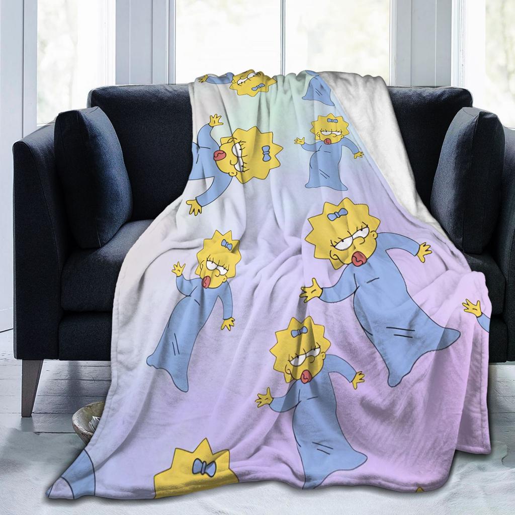 S-Simpson Blankets Flannel Autumn/Winter Multi-function Super Warm Throw Blankets for Home Travel Bedspread