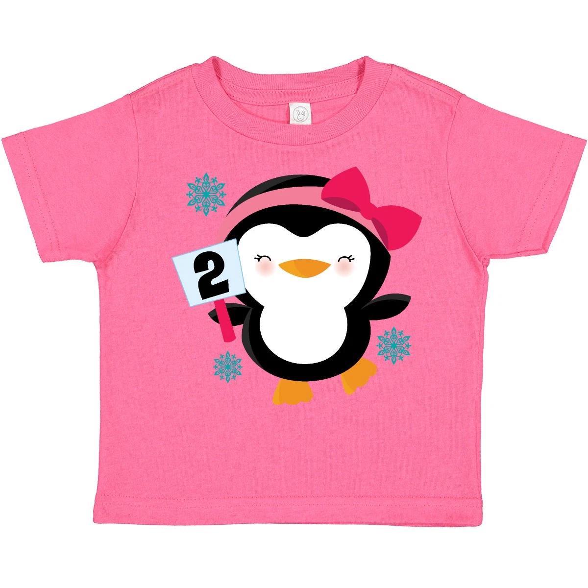 Inktastic 2nd Birthday Cute Penguin 2 Year Old Girl Toddler kids boys T-Shirt Second Two 100