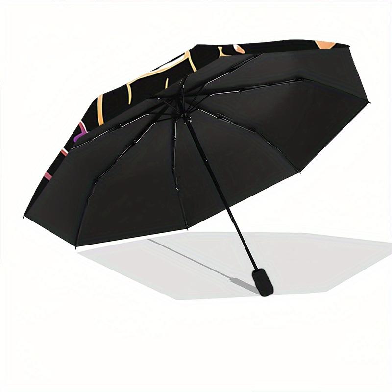 1pc Halloween White Cat & Black Cat Automatic Opening and Closing Umbrella - Lightweight 3-Fold Design, Suitable for Fans, Travel, Daily Use - Of
