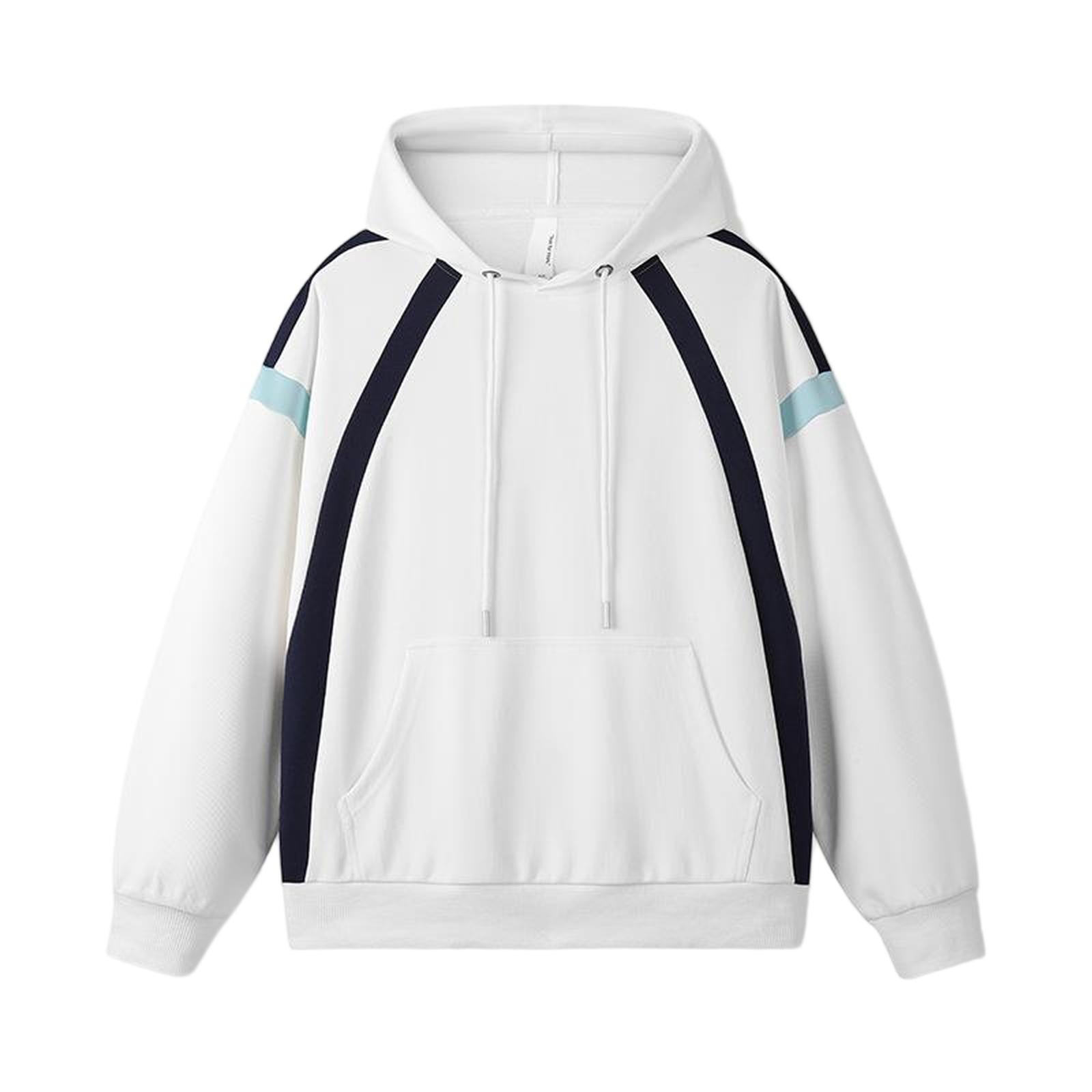 

Однотонное Свободное и Универсальное Худи Тренд Сочетание Цветов Худи Повседневный Топ с Длинным Рукавом с Открытыми Плечами XXL белый