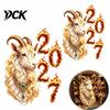 Decorative Glass Film for Office 2027 Year of Goat Window Cling, Golden?White Zodiac Static Cling Sticker, Lunar New Spring Festival Decor Home Shop