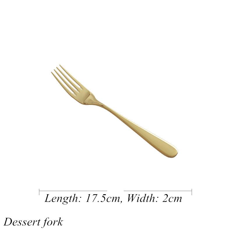 Gold Luxurious Stainless Steel Tableware, Knife, Fork, Spoon, Steak, Fish Dinner, Dessert, Salad, Coffee, Dinning Room