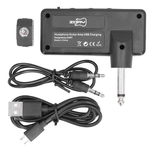 Bass Headphone Amplifier with LED Power Indicator, Heavy Metal Tone, Audio Cable Adapter, 6.35mm Plug, AUX Input, Ideal for Home Practice, Bass Amplif