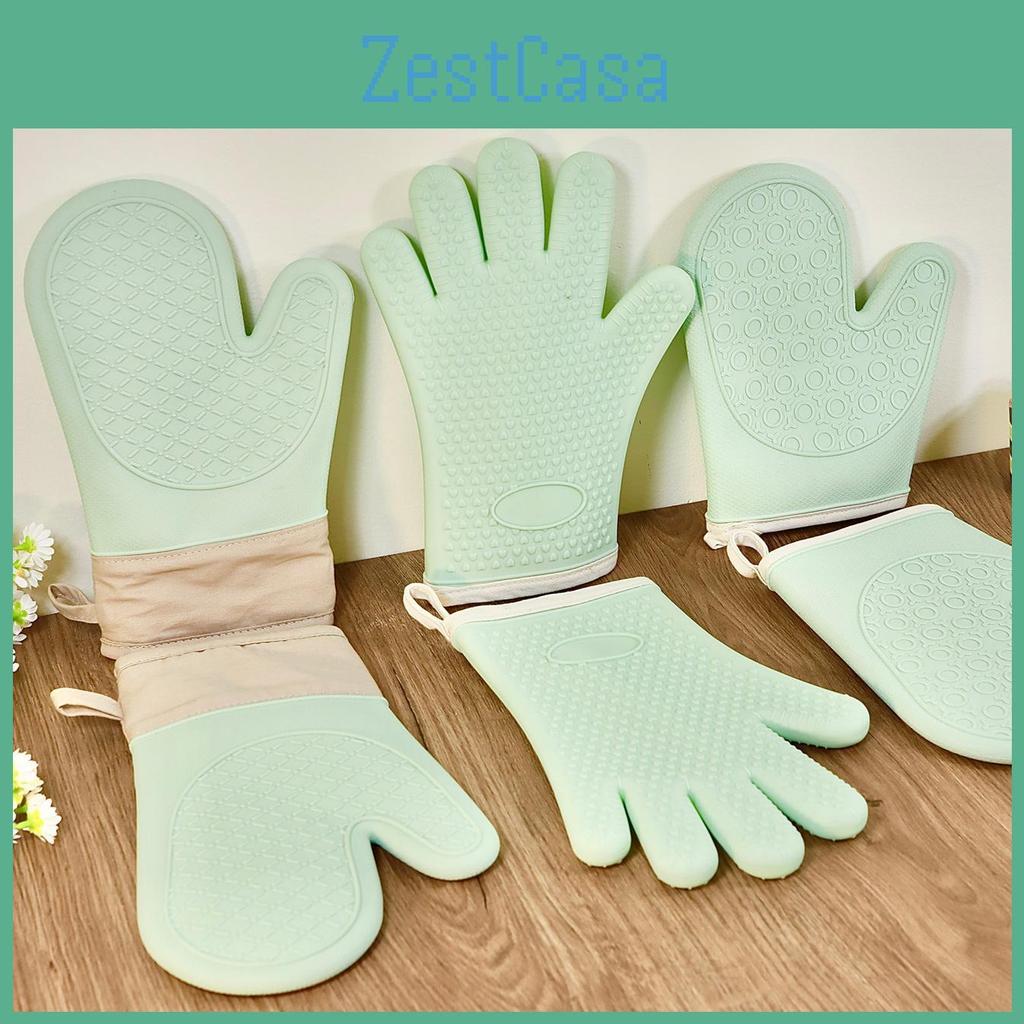 Fivefinger Silicone Wrapped Cotton Gloves With Wide Silicone Insulation Gloves Baking Oven Microwave Gloves