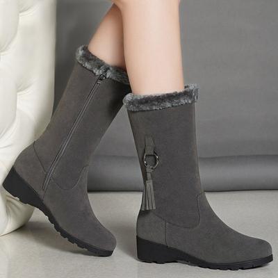 Snow Boots Women's New Winter Velvet Thickened Medium Tube Cotton Shoes Non-slip Versatile Round Head Flat Bottom Martin Boots
