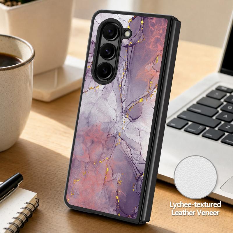Watercolor Marble Case For Samsung Galaxy Z Fold 8 Ultra 7 6 5 Fold8 Fold7 Fold6 Luxury Leather Skin Hard Folding Phone Cover
