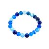 Elastic Bracelet with Round Beads 8mm In Striped Blue Agate - 17mm