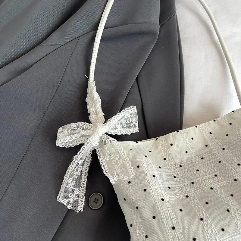 Korean Japanese Fashi Mini Shoulder Bag for Girls Bucket Bag with Decorative Silk Scarf Collecti Cute Storage Bag