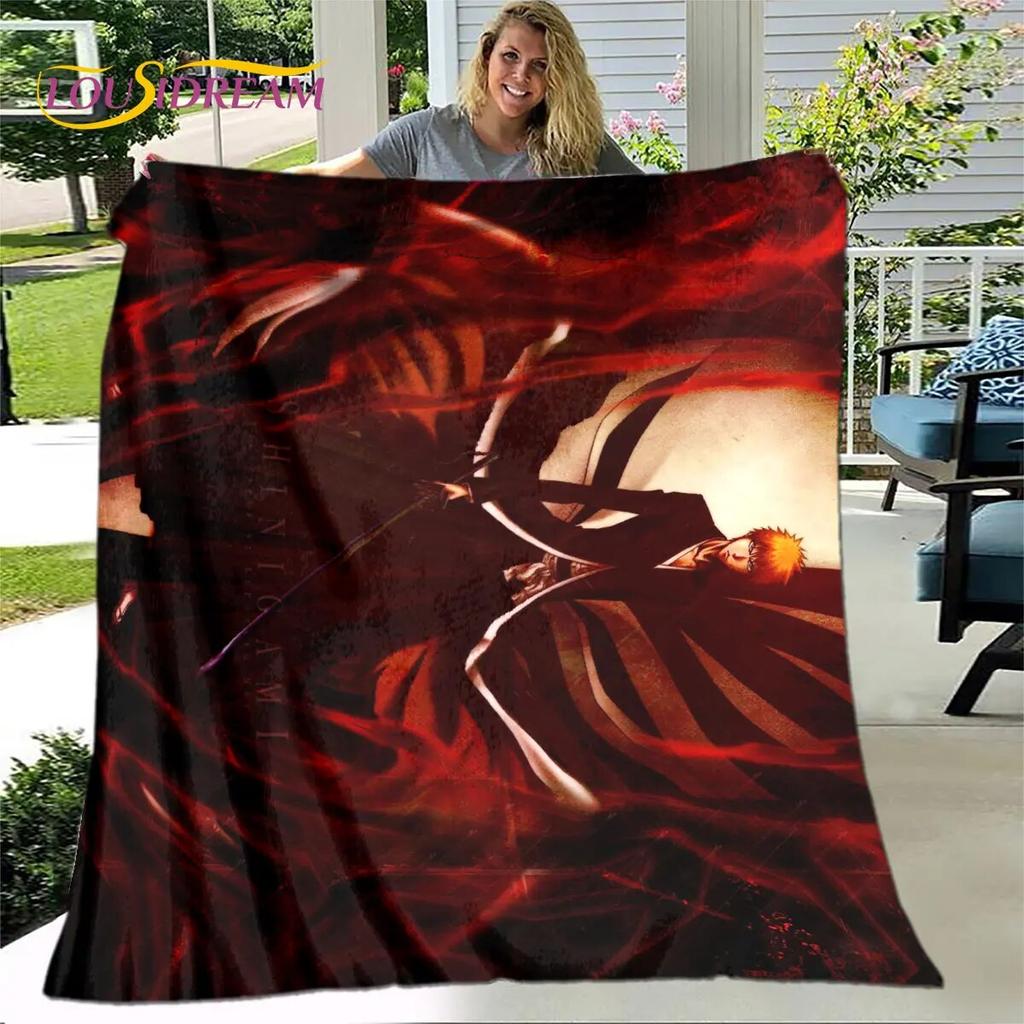 Bleach Japan Anime Cartoon Weiche Plüschdecke, Flanelldecke, Überwurf, Decke für Wohnzimmer, Schlafzimmer, Bett, Sofa, Picknick, Abdeckung für Kinder