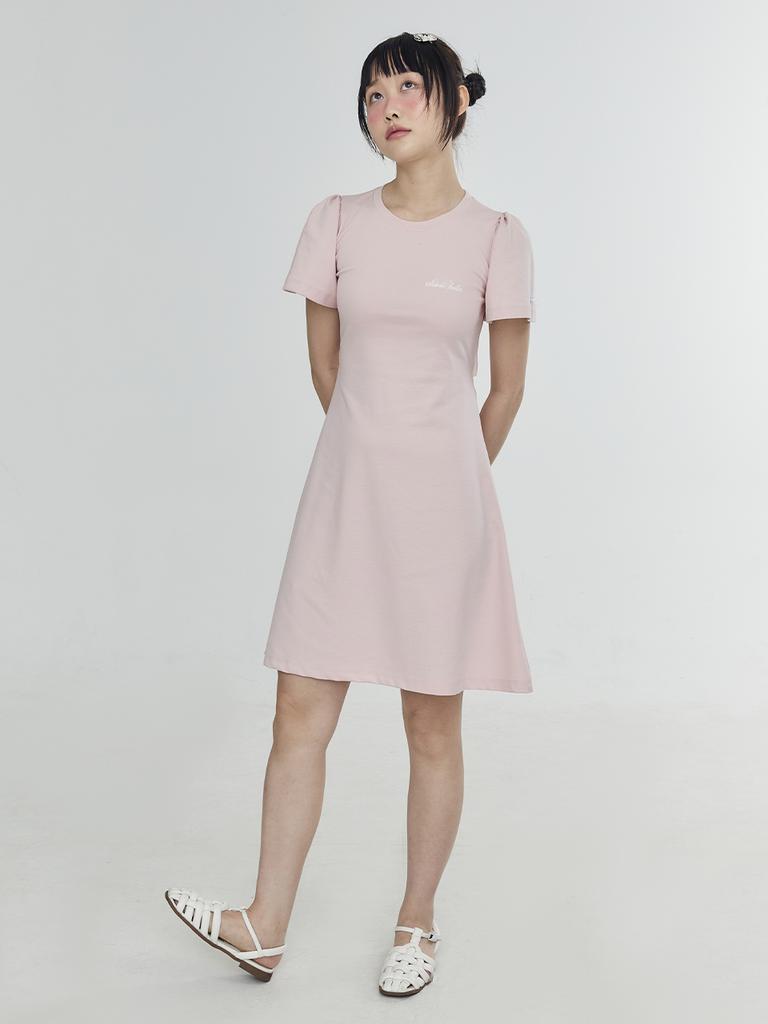 Adore Bell Logo Back Slit Dress - Pink
