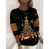 XS-8XL Women's T Shirt Tee Snowflake Sparkly Christmas Tree Christmas Weekend Painting Tee Long Sleeve Print Round Neck Basic