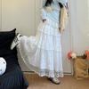 White lace splicing skirt women's spring and autumn summer new high waist and thin big pendulum cake skirt long skirt