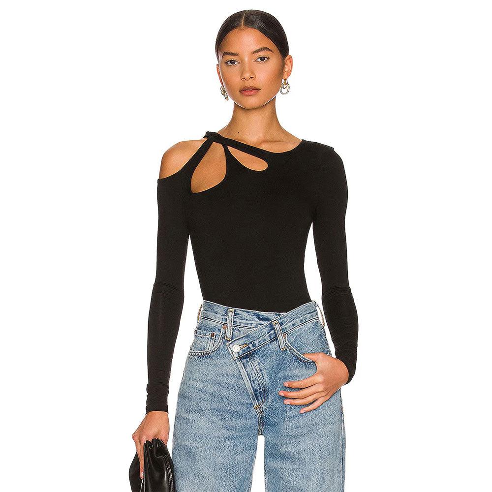 Basic versatile commuter style onesie spring and summer new slim-fit high-waisted jumpsuit S чёрный