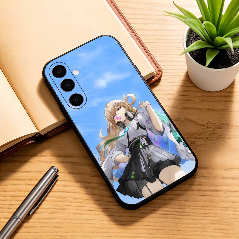 

L-Lynae W-Wuthering Waves Phone Case Black Silicone Soft For Samsung Galaxy A73,A72,A71,A70,A53,A52,A51 Samsung a32 5g