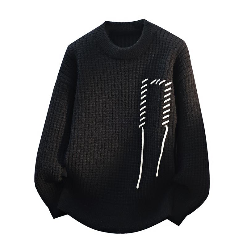 Solid Color for Men in Autumn and Winter Warm Loose Pullover Sweaters for Men with Strappy Round Neck Fashionable Tops