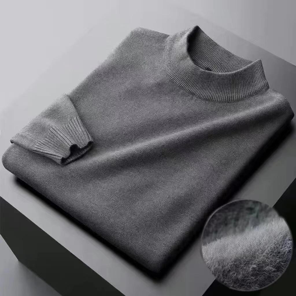 Pullover Herren Verdickter Rollkragenpullover Halber Rollkragenpullover All-in-One-Samt-Warmpullover Innenschicht Herbst- und Winterpullover