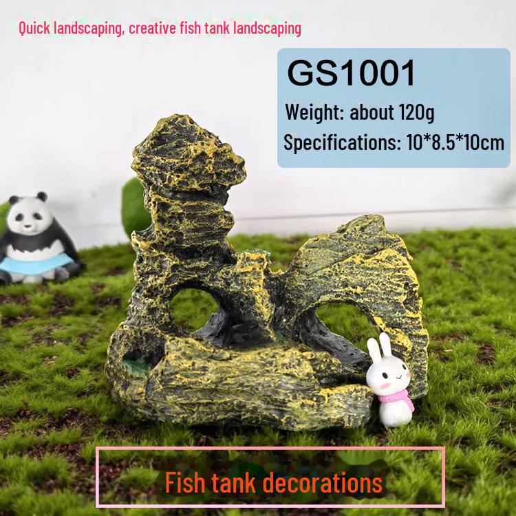 Retro Jiangnan Fish Tank Decoration: Yunhelou Cottage Rockery