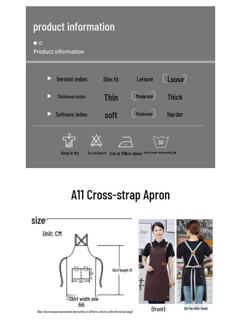 Waterproof Canvas Apron with Stain-Proof Logo for Catering, Milk Tea, and Kitchen Use