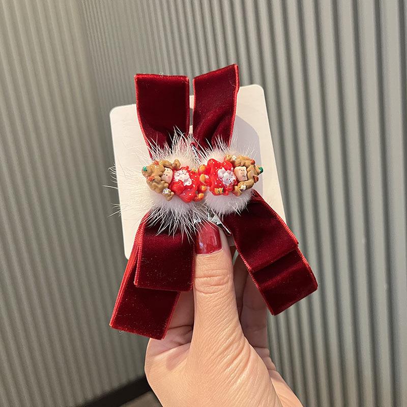 Kinder Weinrot Schleife Haarspange & Stirnband Set - Herbst/Winter Kopfschmuck für Mädchen