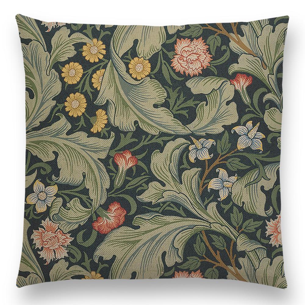 William Morris Thief Roter Kissenbezug, Leinen, Luxus-Überwurfkissen, Heimdekoration für Sofa, Wohnzimmer, Kissenbezug, 40 cm/45 cm/50 cm/60 cm