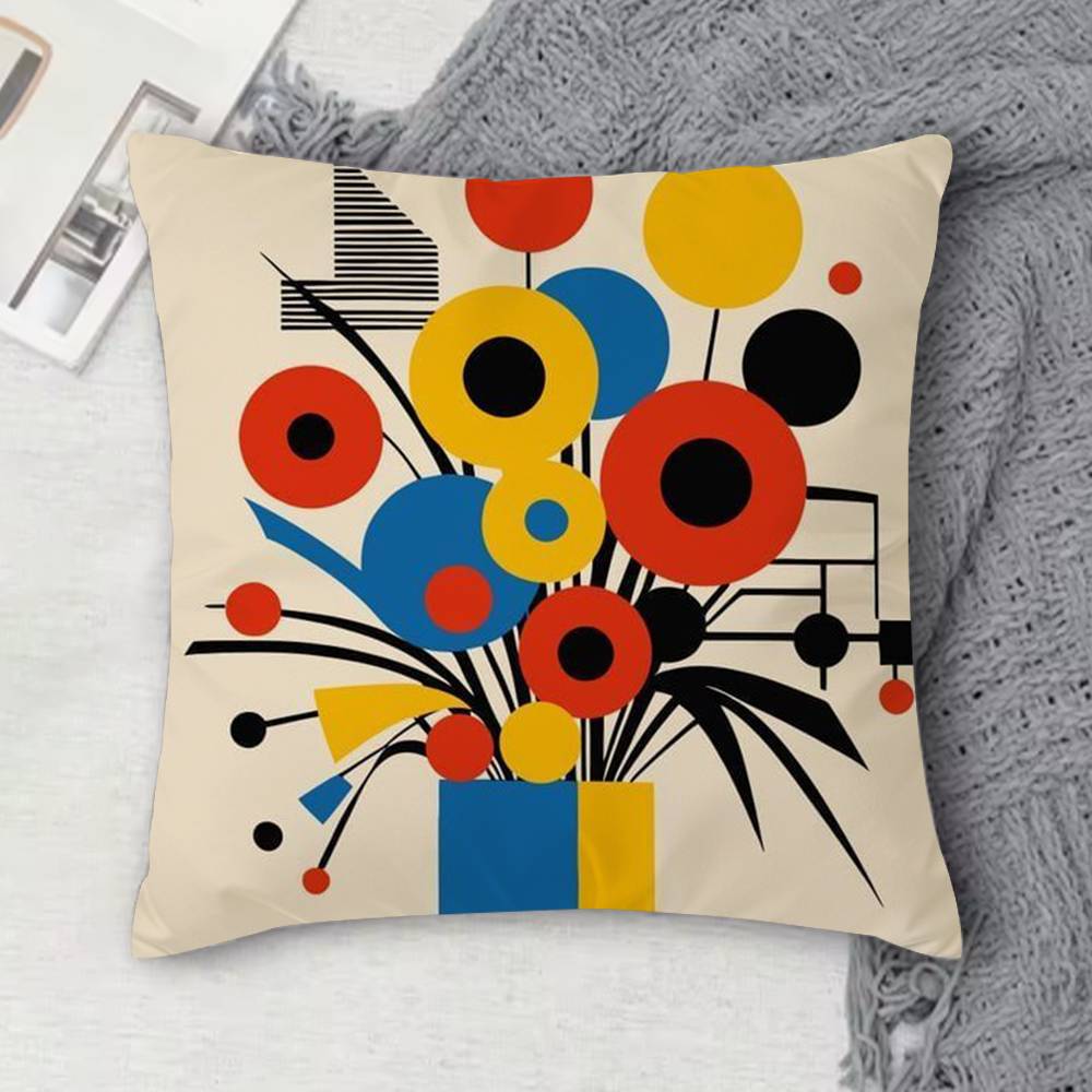 Geometric Bauhaus Pattern Art Doublesided Printed Square Decorative Cushion Cover for Sofa Living Room Home Decor