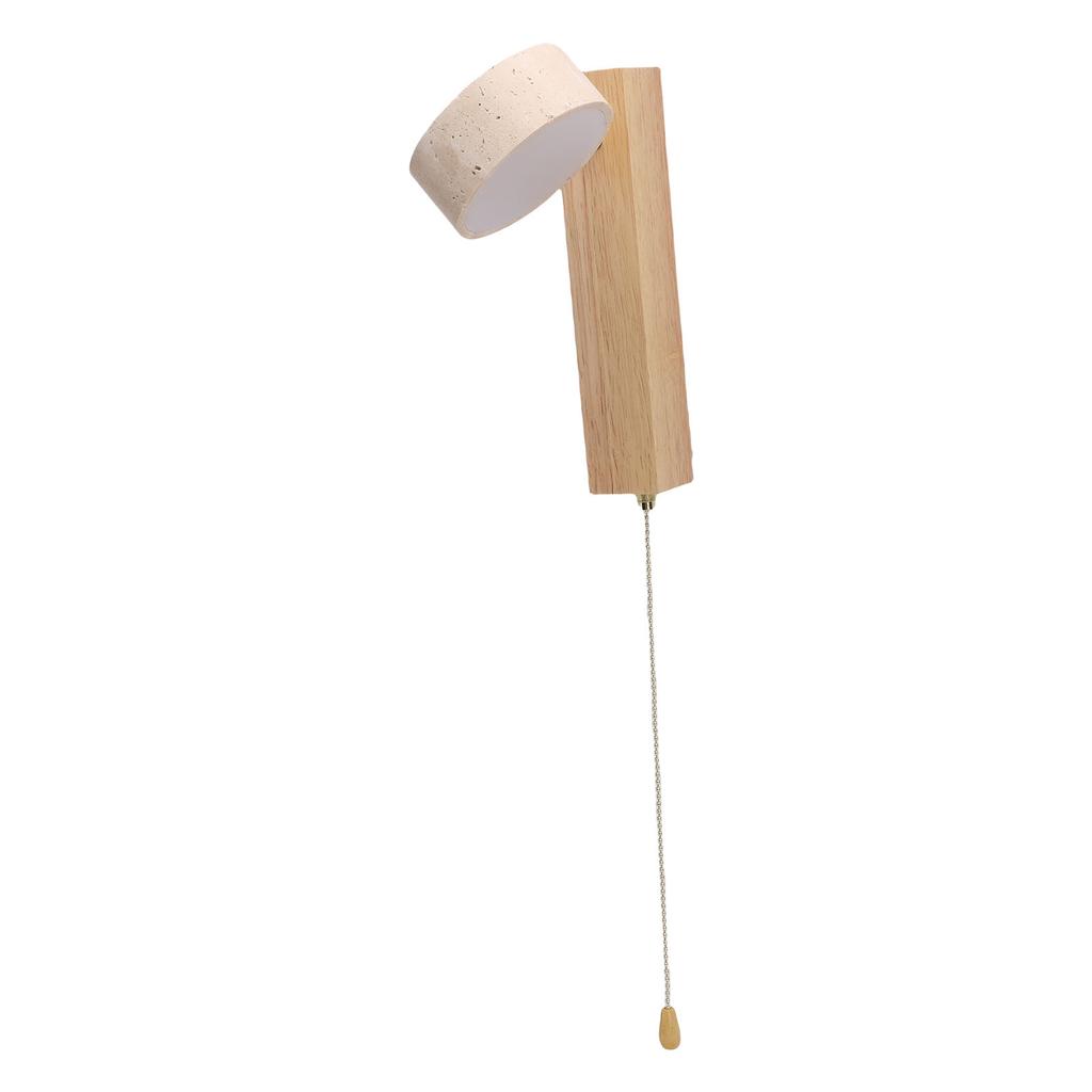 LED Wall Sconce Oak Wood Travertine Stone Modern Rotatable Wall Light Fixture Art Decor for Entryway Hallway Bedroom Bathroom