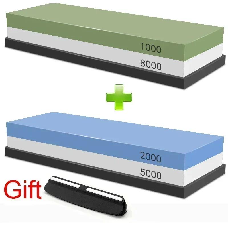 1-7Pcs Sharpening Stone Knife Sharpener Grit240-8000# Whetstone Professional Grindstone Set Wood Base Angle guide Polishing Set