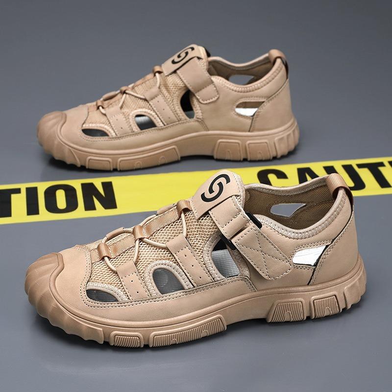 

Модные мужские черные кожаные сандалии Лето Новые Ажурные Простроченные Повседневные Туфли Для улицы Ручной работы Дышащие Пляжные сандалии Шлепанцы 44 хаки