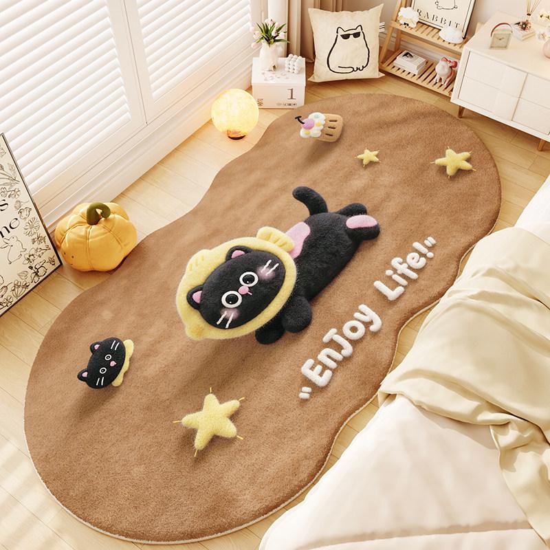 Girly Style Carpets for Living Room Cute Animals Bedroom Decor Carpet Fluffy Soft Irregular Bedside Rug Home Plush Floor Mat