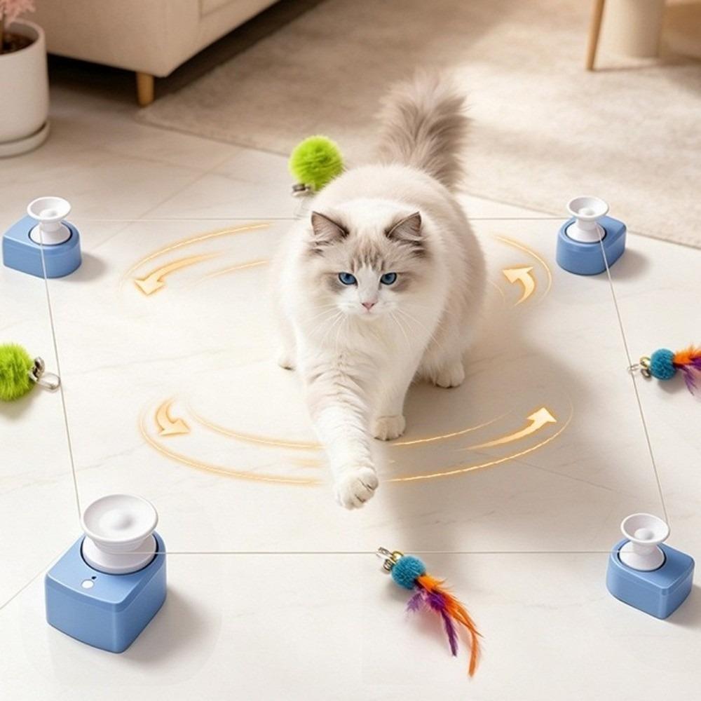 Automatic Cat Race Toy Wireless Interactive Cat Toy Funny Cat String Chasing Toy Indoor Cat Toy