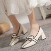Nuevos Zapatos de Mujer Moda Diseñador Tacones de Aguja Cuero Casual Tacones Altos Zapatos Chica Tacones Gruesos Zapatos de Vestir