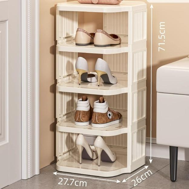 8-layer Stackable Shoe Rack, Suitable for DIY Free-standing Shoe Storage Bags In Wardrobes, Small and Narrow Spaces, Plastic