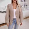 Vintage Solid Color V Neck Knitwear Cardigan Loose Long Sleeve Sweater Top for Autumn Winter