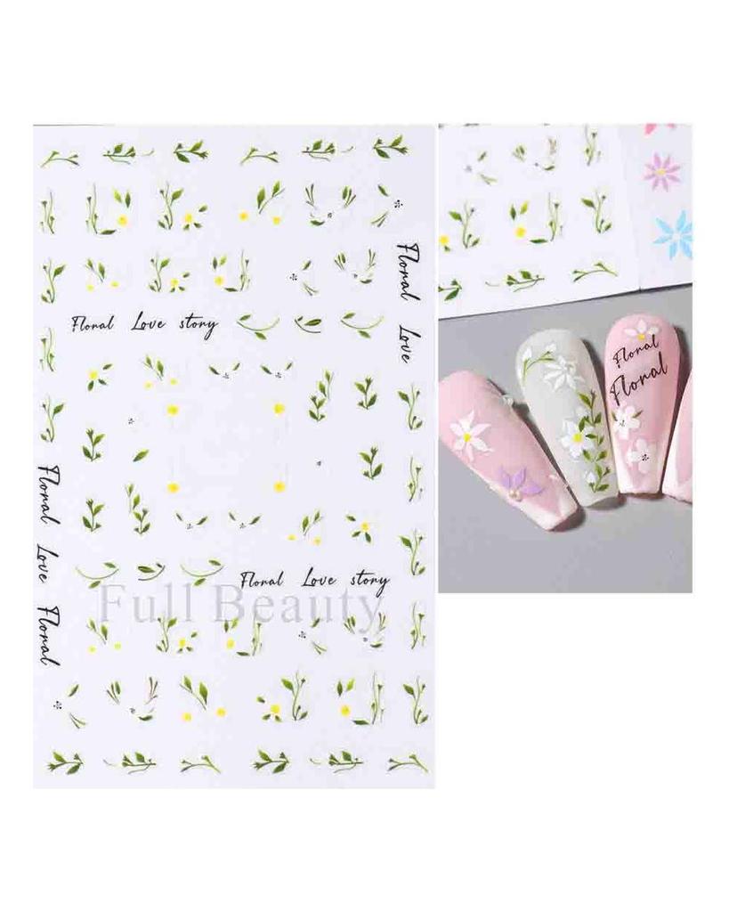 Autocollants 3D pour Nail Art, lignes ondulées abstraites colorées, décalcomanies à fleurs et feuilles florales, décoration d'ongles