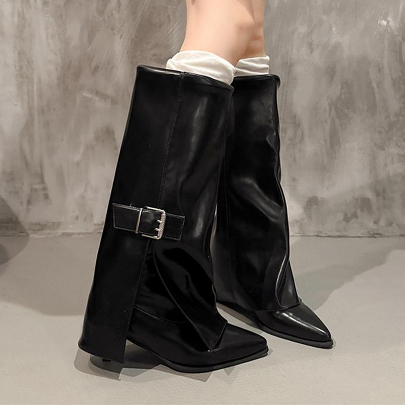 Fashion High Heels Women High Boots Pointed Toe Sexy Knee High Shoes Fashion Dress Luxury Woman Boots 2025 New Winter Pumps Mujer Botas